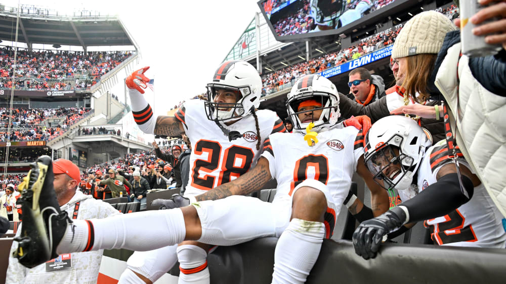 Celebrating 49ers spoilsport: The Cleveland Browns inflicted their first defeat of the season on San Francisco.